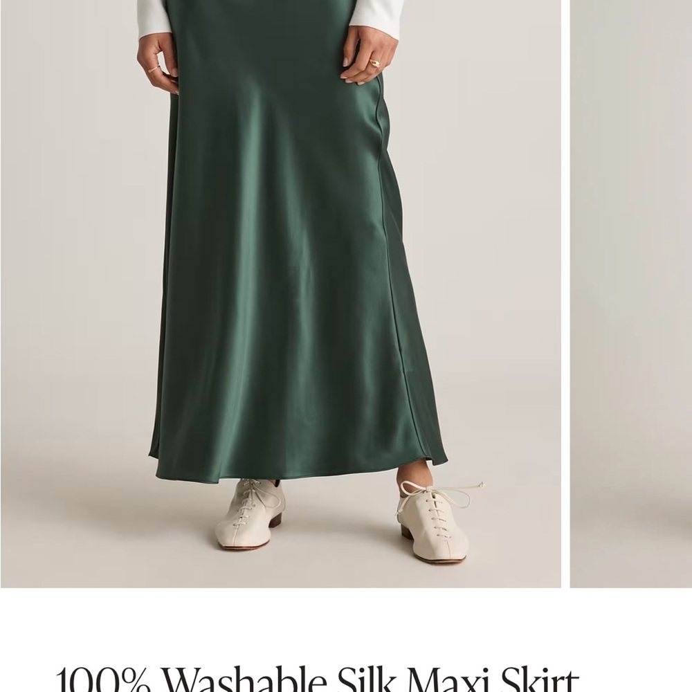 100% washable green silk maxi skirt-Quince